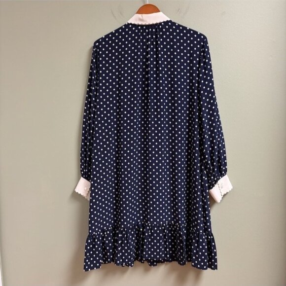 Tory Burch Cora Dress Classic Dot Size 14 Silk Scalloped Kate Middleton Style - Picture 5 of 12